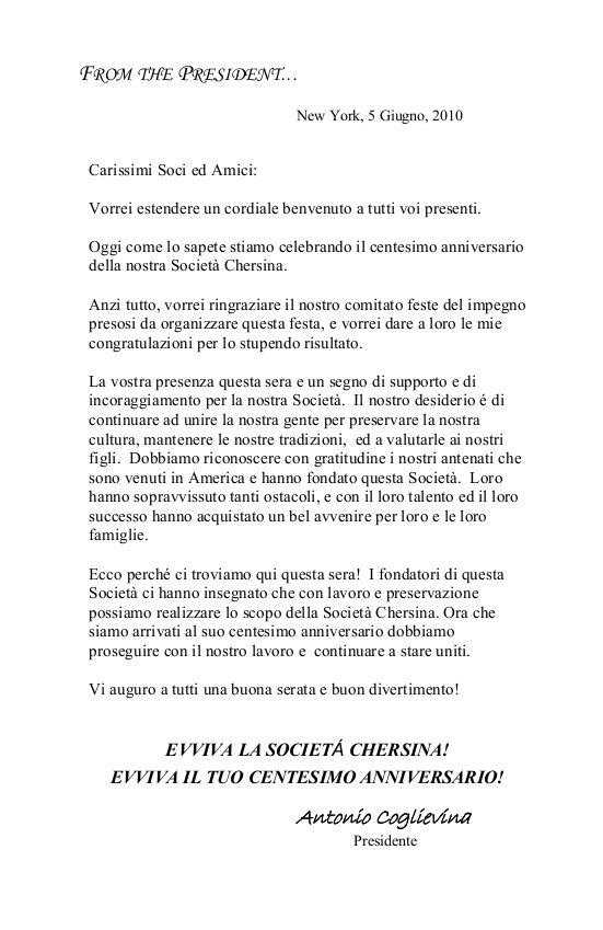 Letter from the President